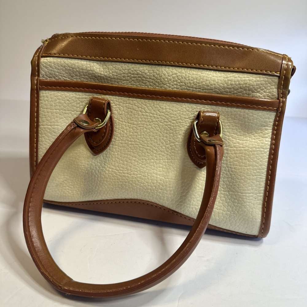 Vintage Dooney & Bourke Bone White/ Tan Leather Shoulder Bag No Strap - Picture 4 of 11